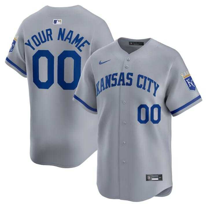 Mens Kansas City Royals Active Player Custom Gray 2024 Alternate Limited Stitched Baseball Jersey->->Custom Jersey